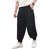 Verdusa Men's Drawstring Waist Harem Pants Casual Streetwear Baggy Joggers with Pockets