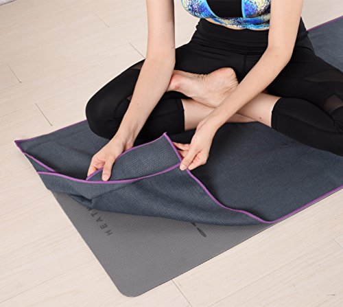 image for Heathyoga Non Slip Yoga Towel, Exclusive Corner Pockets Design, Microf