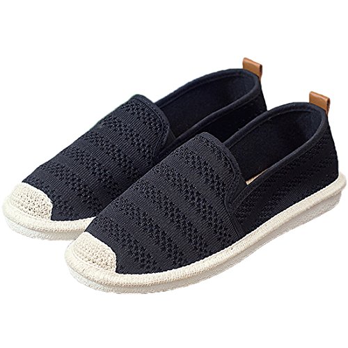 Women's Black Mesh Slip On Loafer Casual Flats Walking Espadrille Sneakers