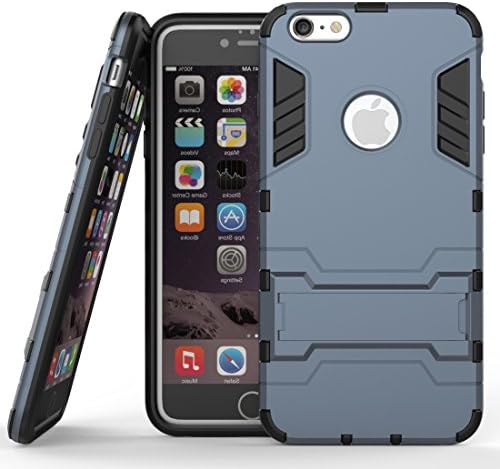 iPhone 6S Plus Case, iPhone 6 Plus Case, Kickstand Heavy Duty Soft TPU & Hard PC Anti-Scratch Hybrid Armor Cover for iPhone 6/6S Plus 5.5inches - Navy Blue