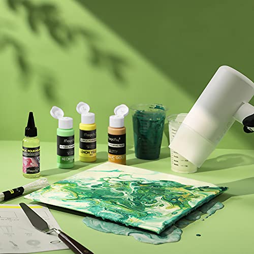 Magicfly 16 Colors Paint Pouring Kit, Premixed Acrylic Pouring Paint