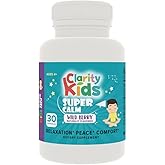 Clarity Kids Super Calm | Magnesium Chewable Vitamin for Children Comfort Focus and Relaxation | All Natural Calm Supplement with L-Theanine | USA Made | 30 Piece