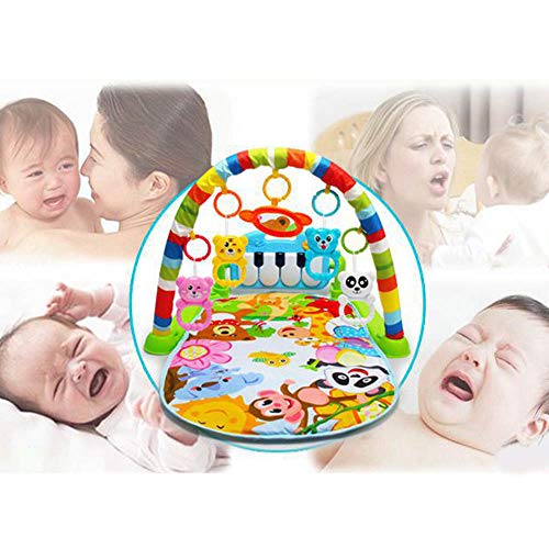 Large Baby Play Mat,Fitness Bodybuilding Rack Pedal Piano Music Play Mat Blanket Activity Gym Toy Kick Piano Light Sound Baby Girl Boy,0-18Month - Thumbnail 2