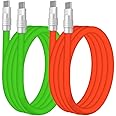 chubbycable Couple Chubby - 2-Pack 240W USB C Cable Extra Thick Silicone Fast Charging Cable Compatible with iPhone 16/15 Series iPad Galaxy Series, Green+Red, Type-C to Type-C, 3.3FT