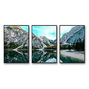 Framed Canvas Wall Art for Living Room, Bedroom Beautiful Nature Norway Landscape Canvas Prints for Modern Home Decoration Ready to Hang - 16"x24"x3 Panels