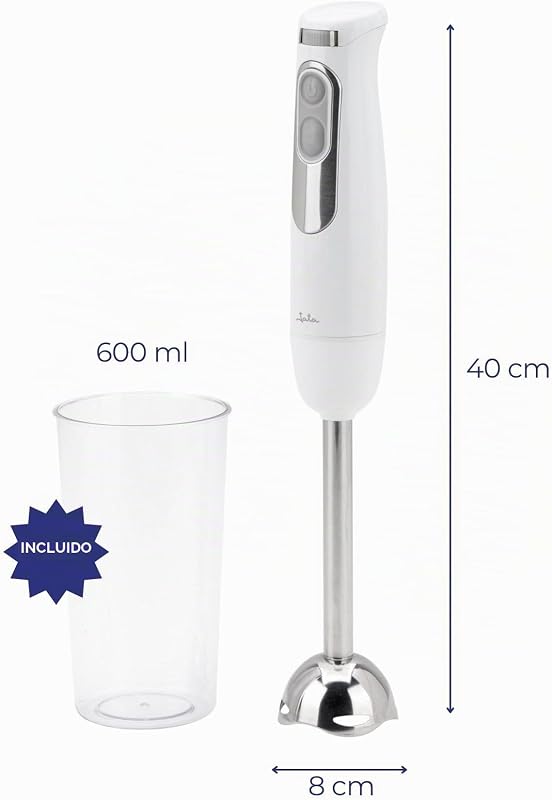 JEBT1818 - Batidora de Mano 700 W. Velocidad Ajustable. Función TURBO cpm 14500 RPM. Doble Cuchilla Acero Inoxidable. Incluye Vaso de 600 ml. — foto 3 de 8