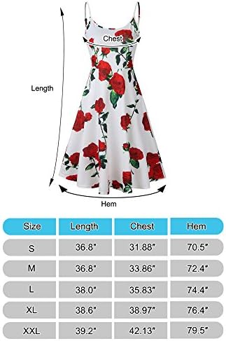 FANVOOK Women's Floral Print Beach Dress Adjustable Strappy Sleeveless Summer Swing Dress (XX-Large, Rose Black)