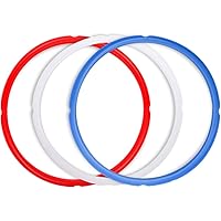 Silicone Sealing Ring for InstaPot - 3 Pcs Replacement Silicone Gasket Seal Rings with 3 Colors(Red, Clear and Blue…