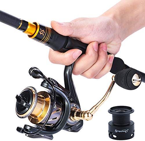 Sougayilang Teleskop-Angelrute und Rollen-Kombination, 1,8 / 2,1 M Kohlefaser-Angelruten mit 13 + 1BB glatten Spinnruten… – Bild 3