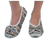 Snoozies Womens Comfy Cozy Soft Shine Sherpa Fleece Slippers, Dark Blue, Large