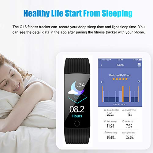 ANSGEC Fitness Tracker, Activity Tracker Watch with Heart Rate Monitor, Color Screen Smart Bracelet with Sleep Monitor,IP67 Waterproof Smart Bracelet for Android and iOS (B)