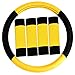 FH Group Universal Fit Modernistic and Seat Belt Pads Combo Set Steering Wheel Cover Fits Most Cars, SUVs Yellow