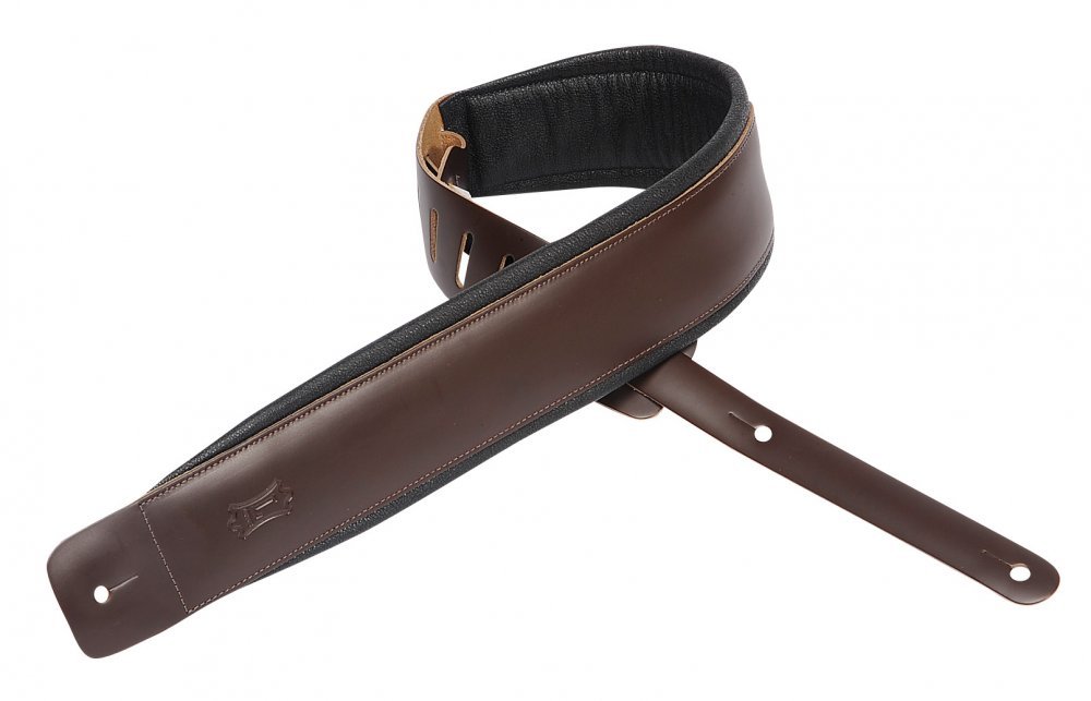 Levy's DM1PD‐DBR 2.5-inch Leather Guitar Straps ‐ Dark Brown