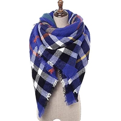Women Plaid Blanket Scarf Wrap Shawl Square Scarves Warm Tartan Gorgeous Shawl