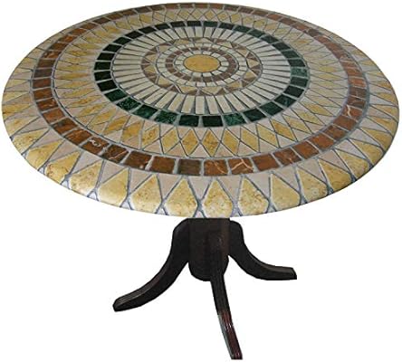 Mosaic Table Cloth Round 36 To 48 Elastic Edge Fitted Vinyl Table