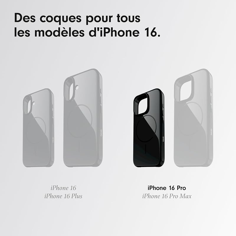 Coque pour iPhone 16 Pro – Compatible MagSafe, Revêtement Protecteur Anti-Rayures, Design Fin, revêtement intérieur en Microfibre – Noir obscur