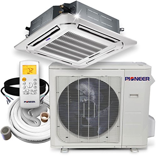 Pioneer Ceiling Cassette Split Ductless Inverter+ Heat Pump System Set, 24000 BTU (Best Price Split System Air Conditioners)