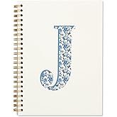 ShowDraven Blue Cute Initial Notebook Journal Diary Libretas Escolares J, Preppy Cute Aesthetic Personalized Notebook Gifts for Teen Girls Women Kids,Preppy Blue Aesthetic School Supplies for Girls 5.5x8.3