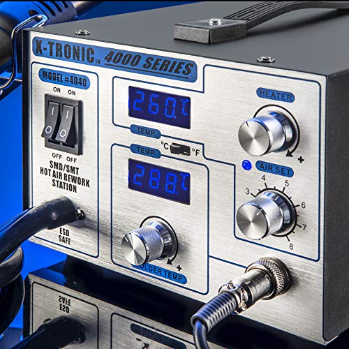X-TRONIC XTR-4040-XTS Digital Hot Air Rework & Soldering Iron Station Bundle (5 Items) - Thumbnail 2