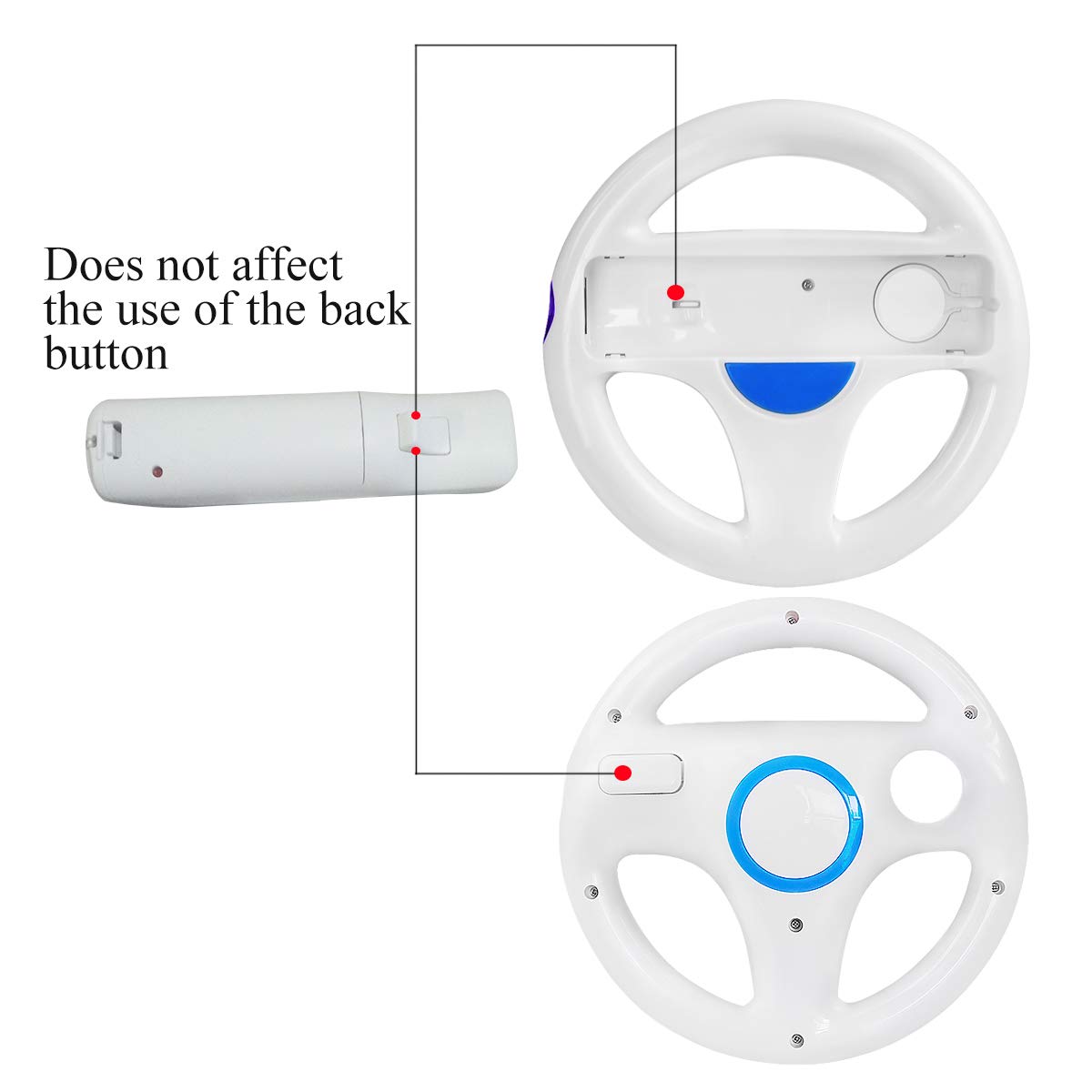 DOYO Mario Kart Wii, 2 Pack Racing Steering Wheel for Wii Controller, Wii Mario Kart Racing Wheels for Nintendo Wii Remote Game (White X 2)