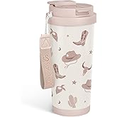 SANDJEST Cowgirl Tumbler - Stainless Steel 2-in-1 Lid Coffee Tumbler 18 oz, Insulated Western Travel Mug Gift for Women Girls Mother, Birthday Christmas