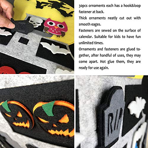 Fayoo Halloween Countdown Advent Calendar for Home Classroom Handmade Door Wall Hanging Decorations with 30pcs Detachable Ornaments
