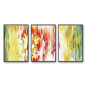 Framed Canvas Wall Art for Living Room, Bedroom Abstract Color Collage Pattern Canvas Prints for Home Decoration Ready to Hanging - 16"x24"x3 Panels