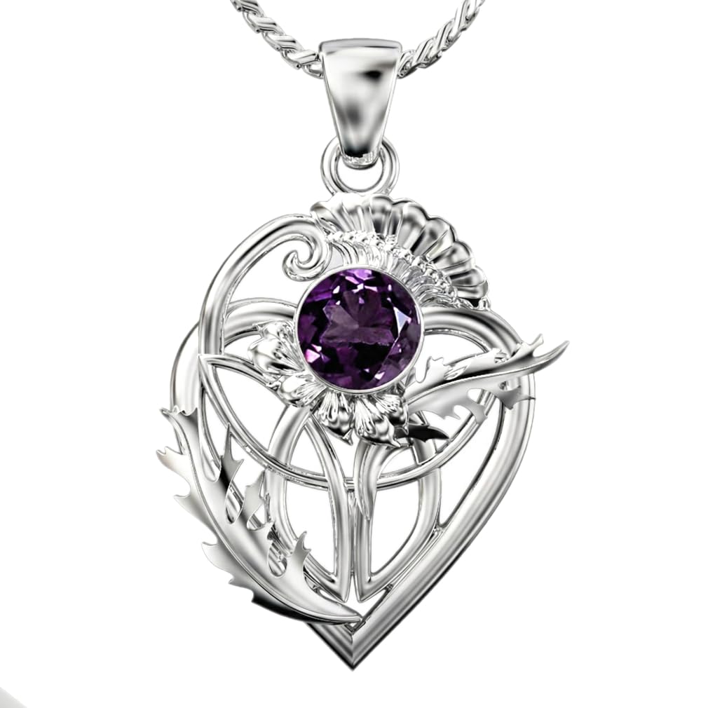 Cairn 925 Sterling silver Scottish thistle pendant necklace with 18" silver chain for women. Jewellery gift box included. Sabie 6100