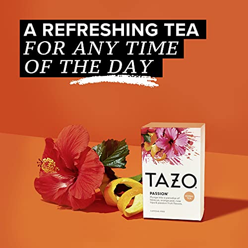 TAZO PASSION HERBAL TEA BAGS, ICED OR HOT, CAFFEINE-FREE ( PACK OF 6)