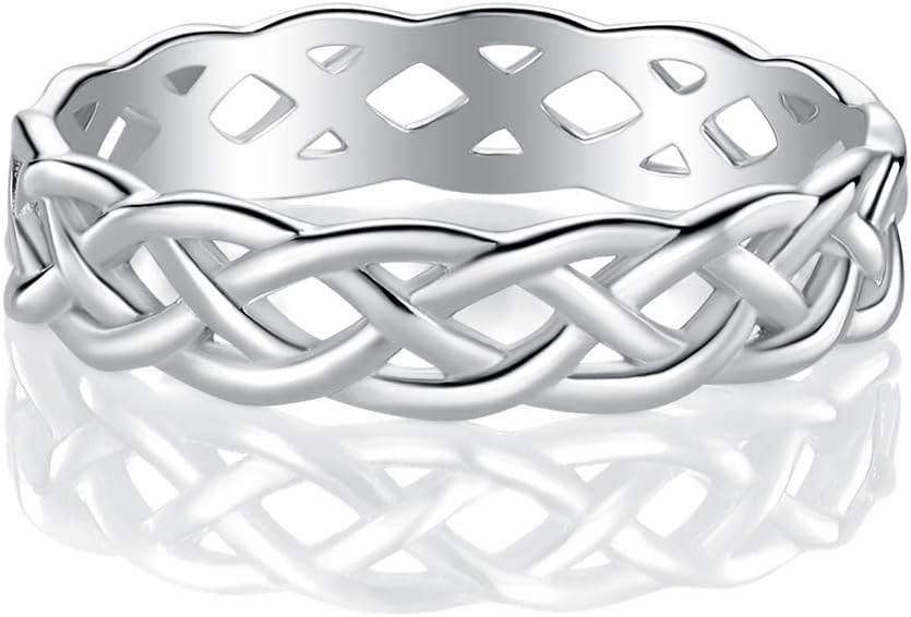 Gemsme 925 Sterling Silver Celtic Knot Eternity Band Ring