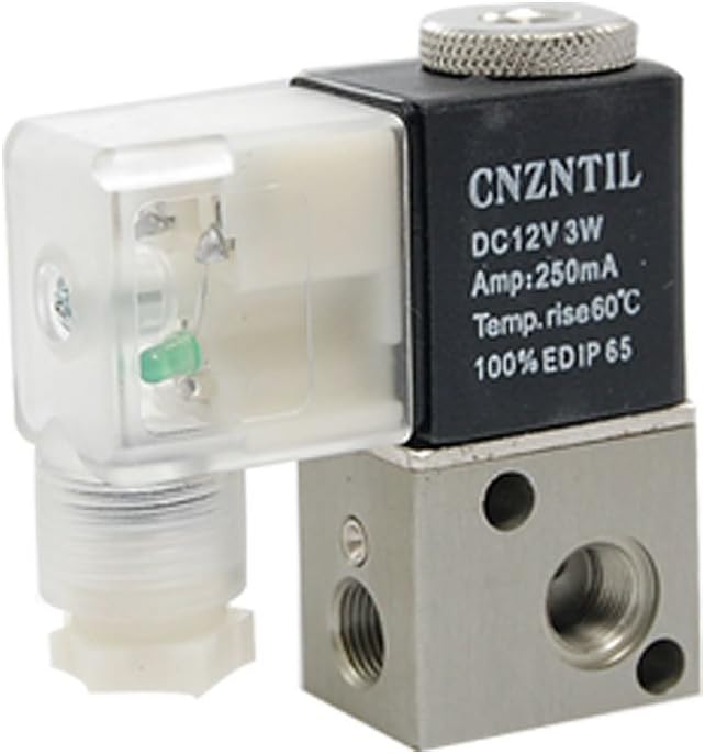 IIVVERR DC 12V 250mA 2 Positions 3 Ways Pneumatic Solenoid Valve (DC 12V 250mA 2 posiciones 3 vías Válvula solenoide neumática