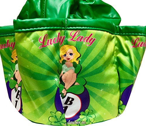 Lucky Lady Green Bingo Bag - Lucky Lady - B1 with 6 Pack of Lucky Lady Dab-O-Ink Bingo Daubers - Bonus!!