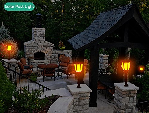 Solar Torch Light with Flickering Flame-Sunklly Waterproof Solar Post Lighting Landscape Decoration Solar Post Light for Garden Patio Yard Driveway (1 Pack)
