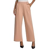Amzdora Womens Dress Wide Leg Pants Pull On Stretchy Work Pants High Waisted Business Causal Palazzos Trousers with Pockets