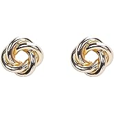 Chunky Gold Knot Statement Stud Earrings for Women Fashion Geometric Irregular Dangle Drop Earrings Twisted Earrings Lightweight Jewelry