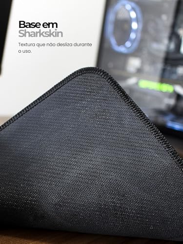 Mouse Pad Gamer Control Profissional 49x42 Deskpad Hexágono Branco Preto Liso Ergonômico - Titorion (Preto)