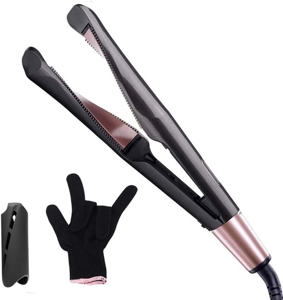 Professional Salon Hair Flat Iron Straightener & Curler 2 In 1, Travel Hair Styling Tools with Adjustable Temp, LCD Display & Auto Shut-Off: Health & Personal Care