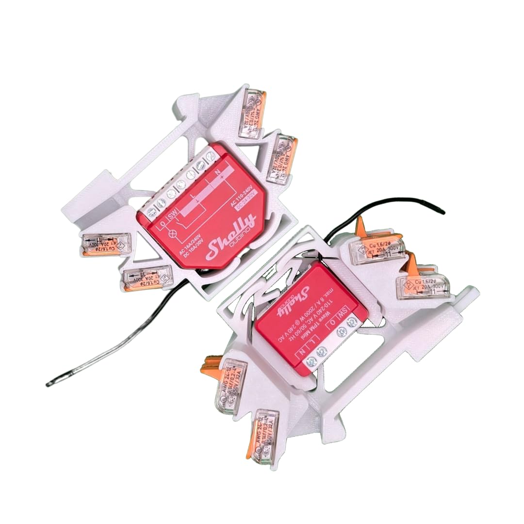 Printtastisch - Set of 2 Compatible Stands for Shelly Relais, 1 Mini Gen3, 1PM, 1PM Mini Gen3, 2PM, 2.5, RGBW2, PM, Plus i4 DC, Dimmer 2, Rail, Wago Insert