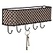 Home Basics Wall Mount Mail Letter Organizer Basket Shelf and 5 Key Hook/Holder in Brown Weave