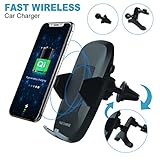 Hizek Wireless Car Charger, Qi Fast Charger Car Mount 10w Air Vent 360° Rotation Charging Station with LED Light for Samsung Galaxy S8/S8+/S7 Edge/S6 Edge+/Note 5/iPhone 8/8+, iPhone X, Qi-Enabled