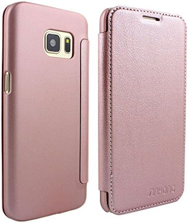 Galaxy S7 Leather Case,SINHONG [Anti Fingerprint Frosted Back] Rose Gold Credit Card Holder Flip Case Cover Slim Fit for Samsung Galaxy S7