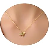 Aswinfon Dainty Horse Necklace 18K Gold Plated Tiny Equestrian Horse Necklaces Animal Lover Christmas Jewelry Gifts for Hers Women Teen