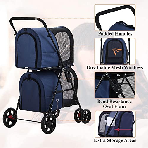 VIAGDO 4in1 Double Pet Stroller For Dogs And Cats, 2 Detachable