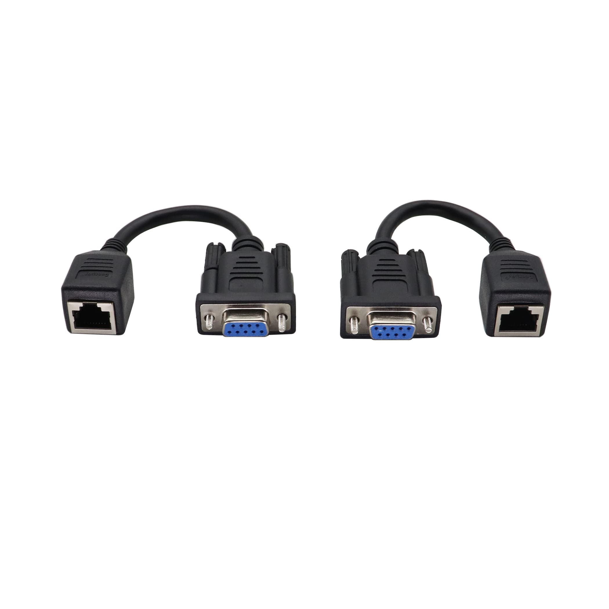 ZUYOOK DB9 RS232 to RJ45 Extender Adapter, DB9 9-Pin Serial Port Female to RJ45 Cable CAT5 CAT6 Ethernet LAN Console Extend Adapter Cable RJ45 to RS232 Cable（15CM/6Inch）(2Pack 2Female)