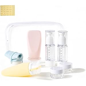 Cryslora Silicone Travel Bottle Sets for Toiletries, TSA Approved Size (Yellow, Pink, Blue)