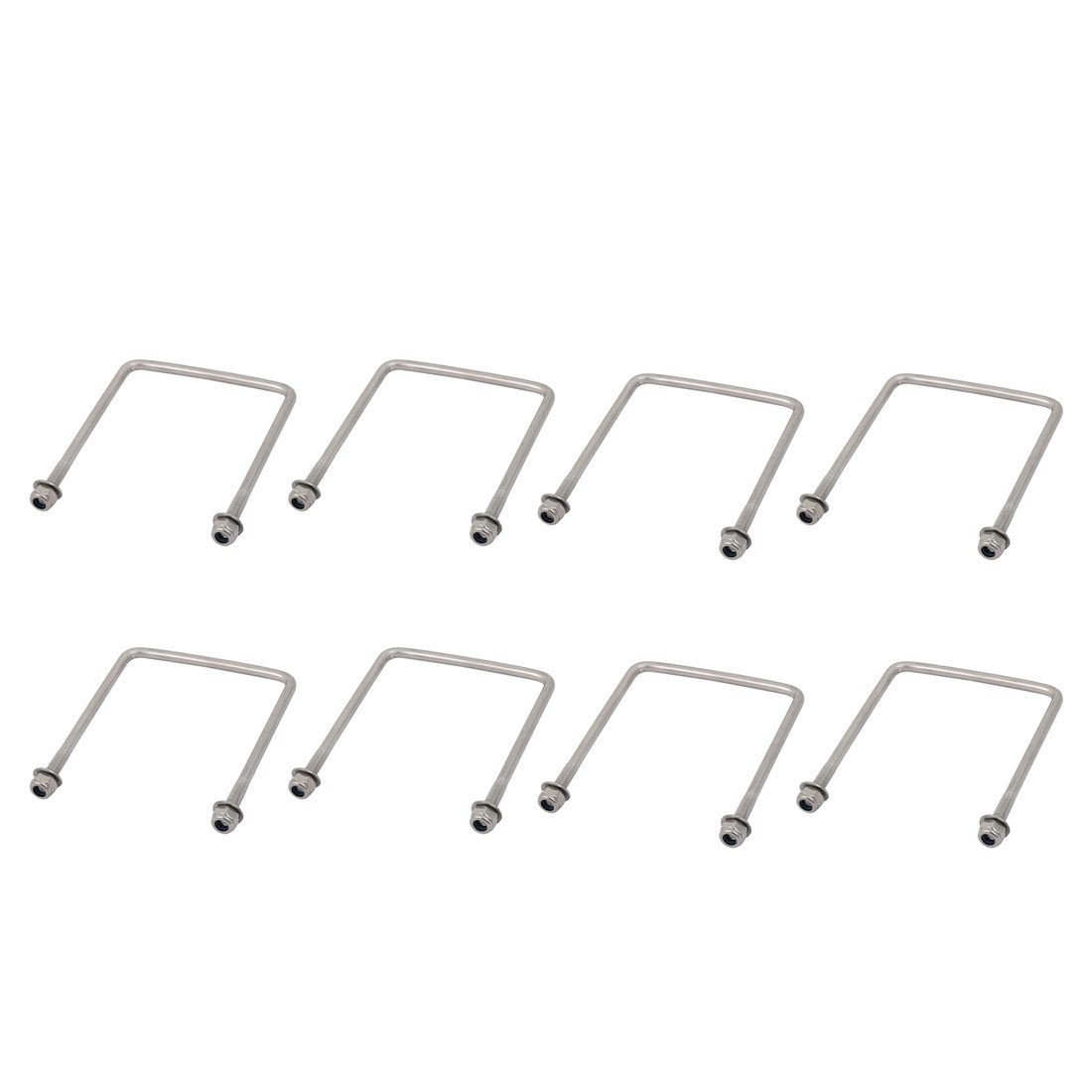 Sourcingmap M4 Thread 70mm Length 304 Stainless Steel Square U Bolt Silver Tone 8pcs