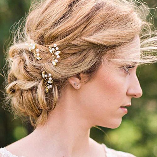Venusvi Ivory Pearl Clip, Bridal Hair Pins, Wedding Hair Accessories, Set of 3