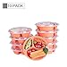 Glotoch 39 Ounce BPA Free Plastic Meal Prep Containers with Lids, 3 Compartment Lunch Box & Round Food Containers, Microwave & Freezer & Dishwasher Safe Containers & Bento Boxes, Orange, 10 Count