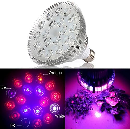 LMCO Led Grow Light E27 54W Full Spectrum for Flowers Plant Hydroponic System High Brightness Indoor Grow Tent Box LED Grow Lamp