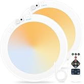 Givryes 2Pack Rechargeable Magnetic Ceiling Light/Shower Light with Remote | Motion Sensor, Wireless, Power Indicator, Waterproof, Battery-Powered LED, 3 Color, Dimmable, Closet, Pantry, Hallway, Patio